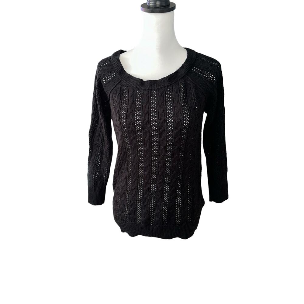 Poof Black 3/4 Sleeve Sweater Large
